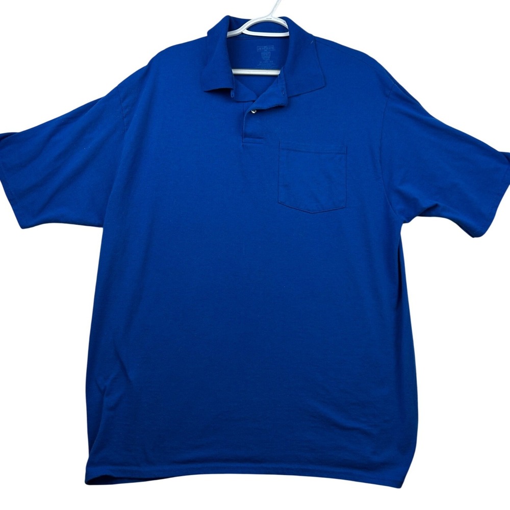Jerzees Spot Shield Polo XL Blue Pocket Short Sleeve Workwear Mens Shirt
